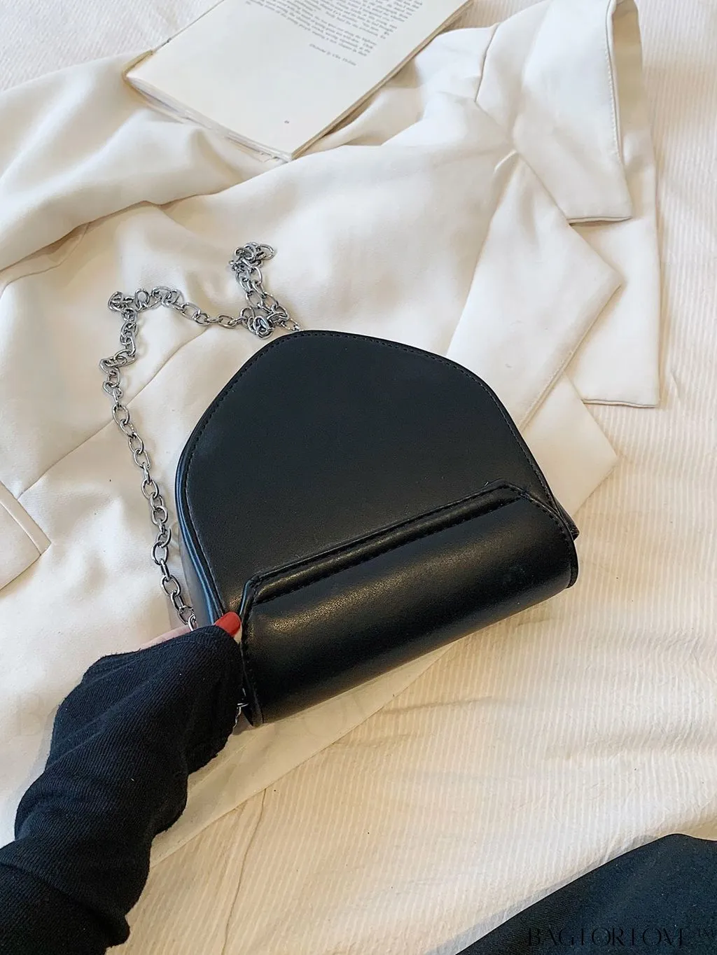 BagForLove - Compact Rhinestone-Embellished Flap Crossbody: Stylish and Chic