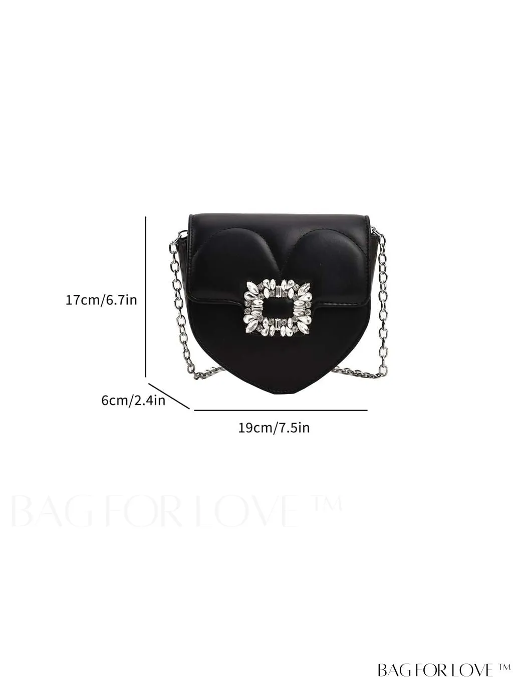 BagForLove - Compact Rhinestone-Embellished Flap Crossbody: Stylish and Chic