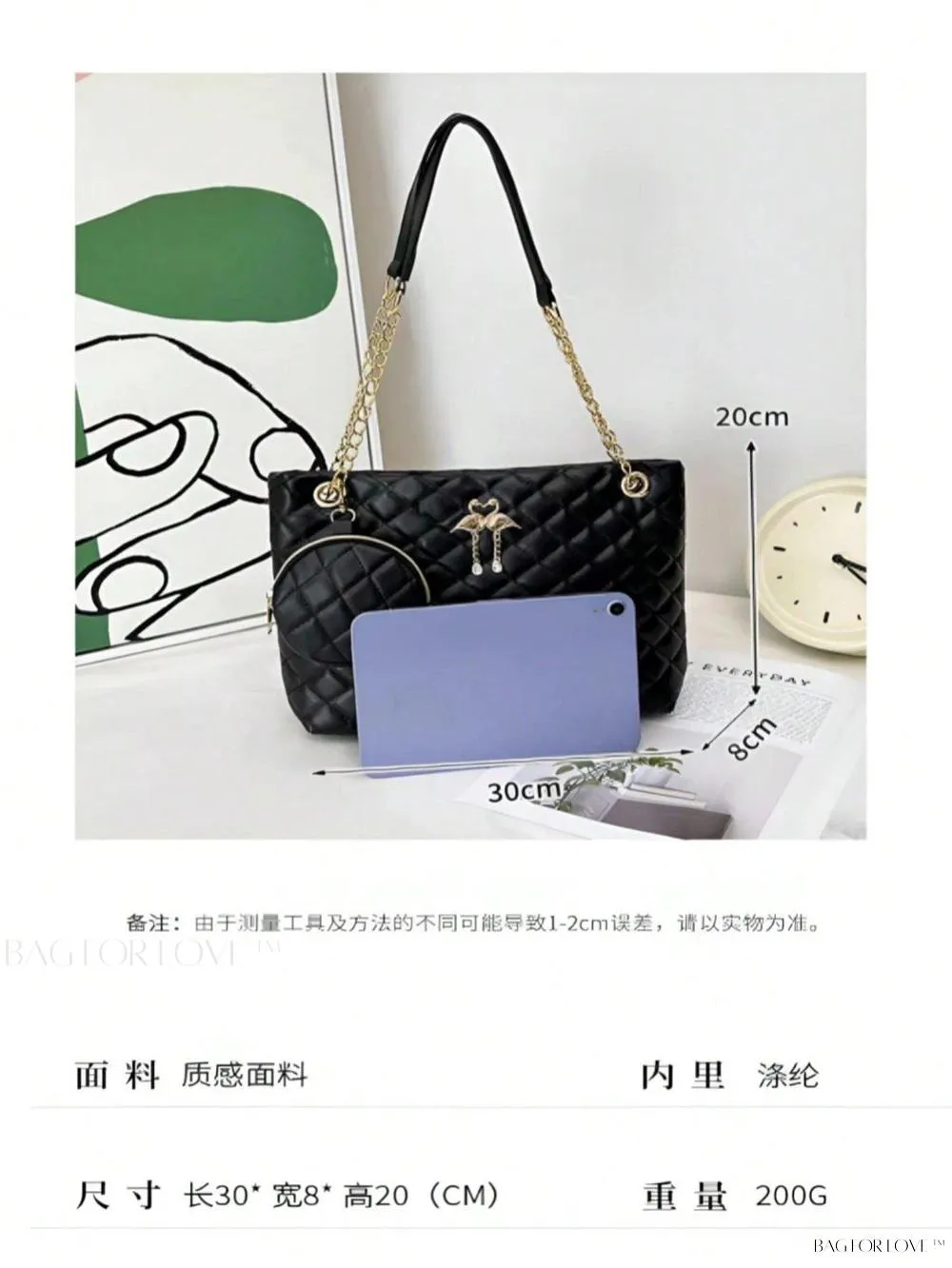 BagForLove - Fashionable Women's Hot Selling Double Swan Metal Embellished Tote