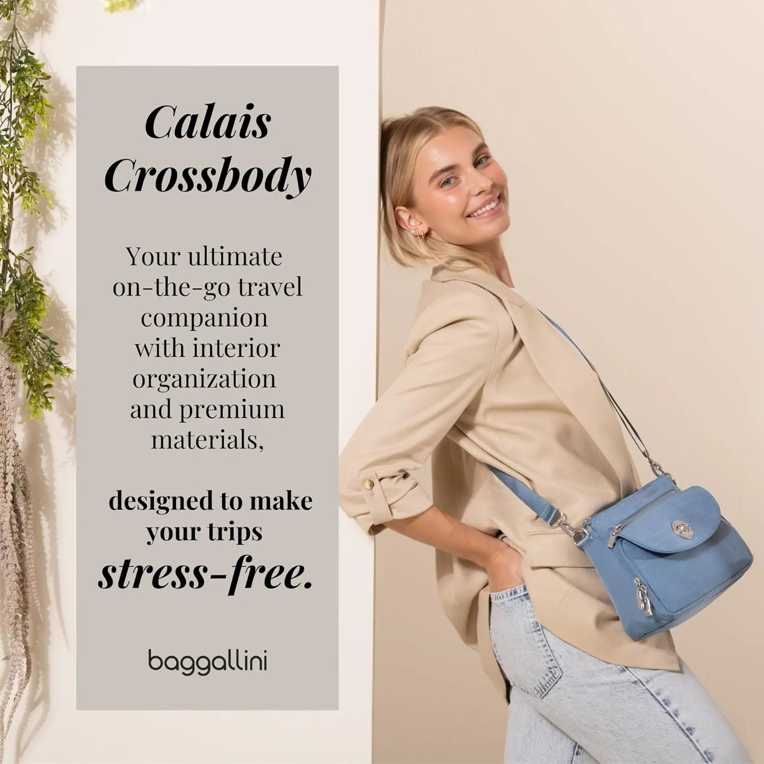 Baggallini Calais Crossbody Bags for Women 9.5"x7" Travel Handbag Purse w/RFID Front Wallet Lightweight Water-Resistant