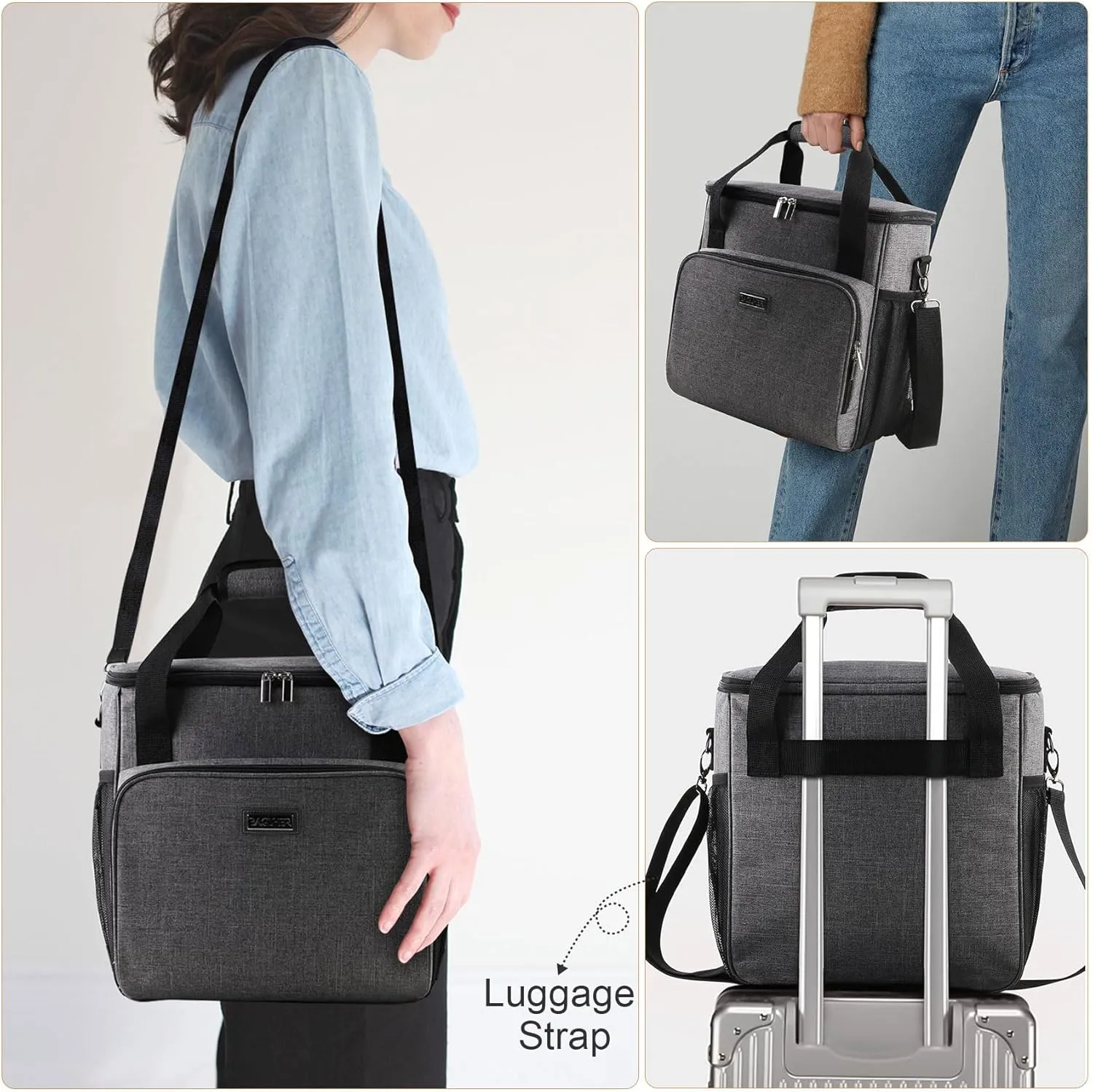 BAGLHER Coffee Maker Travel Bag Compatible with Keurig K-Slim, Keurig K-Supreme or Other Accessories, Portable Coffee Maker Case with Shoulder Strap for Travel, Grey
