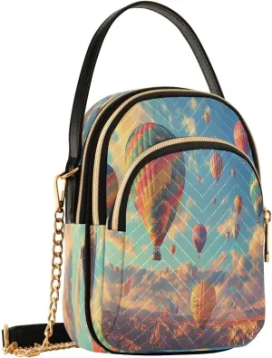 Balloon Flight Crossbody Bags for Women Shouler Handbags Travel Sling Bag Fanny Pack Phone Purse with Strap
