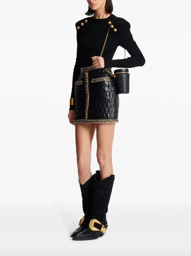 Balmain 1945 quilted leather minaudière bag