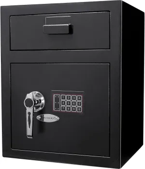 Barska Digital Depository Safe with Drop Slot – Solid Steel Lock Box for Cash, Mail & Valuables, Dual PIN Code Access, Anti-Pry Door, 2 Steel Bolts, Mounting Hardware – for Home & Office Security