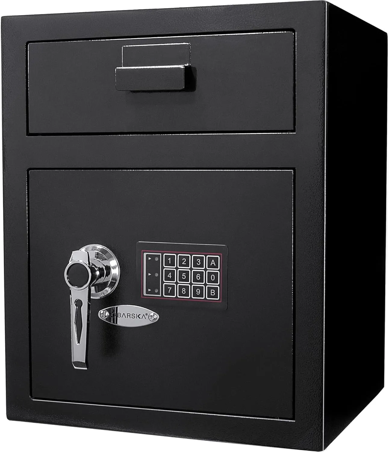 Barska Digital Depository Safe with Drop Slot – Solid Steel Lock Box for Cash, Mail & Valuables, Dual PIN Code Access, Anti-Pry Door, 2 Steel Bolts, Mounting Hardware – for Home & Office Security