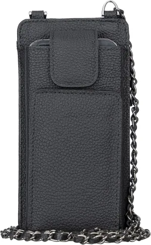 Bayelon Leather Crossbody Cellphone Purse Bag for Women, Zippered Shoulder Bag with Phone Pocket and Chain Strap, 4 Card Black