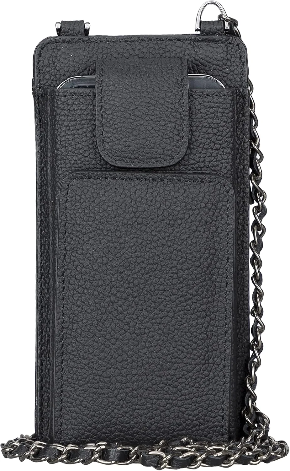 Bayelon Leather Crossbody Cellphone Purse Bag for Women, Zippered Shoulder Bag with Phone Pocket and Chain Strap, 4 Card Black