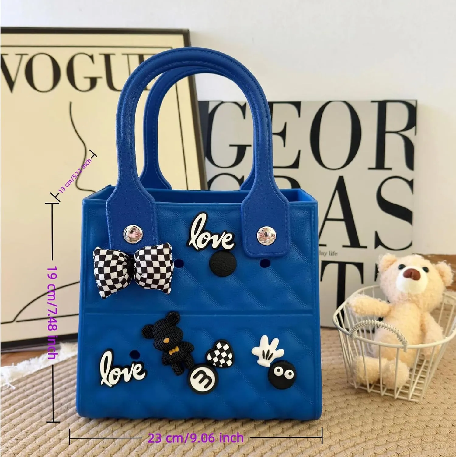 Beach Tote Bag Medium Size Rubber Rubber Tote Bags With Handles Consist OF Accessories Charm Phone Holder