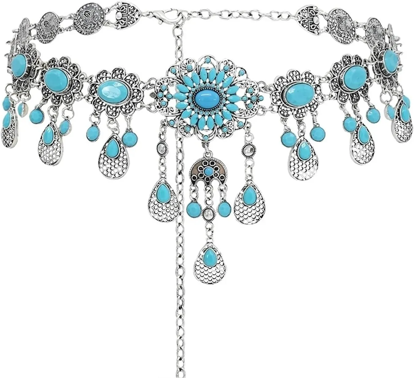 Beads Flower Coins Long Tassel Waist Belly Chains Vintage Dance Belts Gypsy Body Jewelry