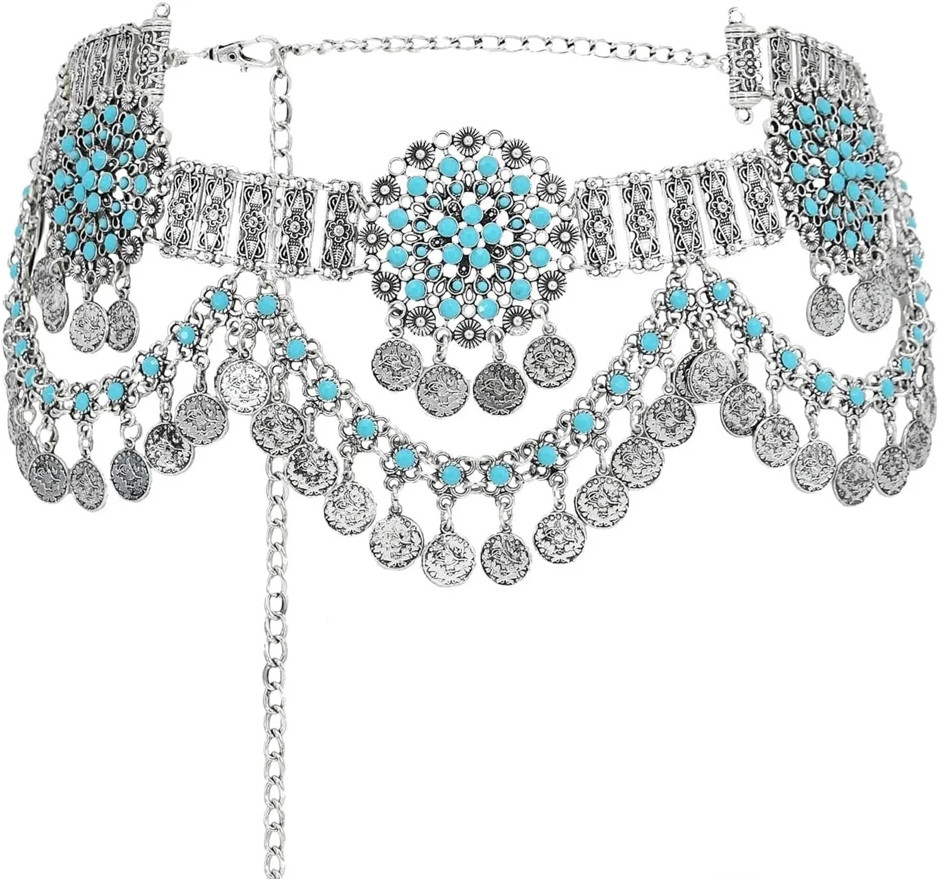 Beads Flower Coins Long Tassel Waist Belly Chains Vintage Dance Belts Gypsy Body Jewelry