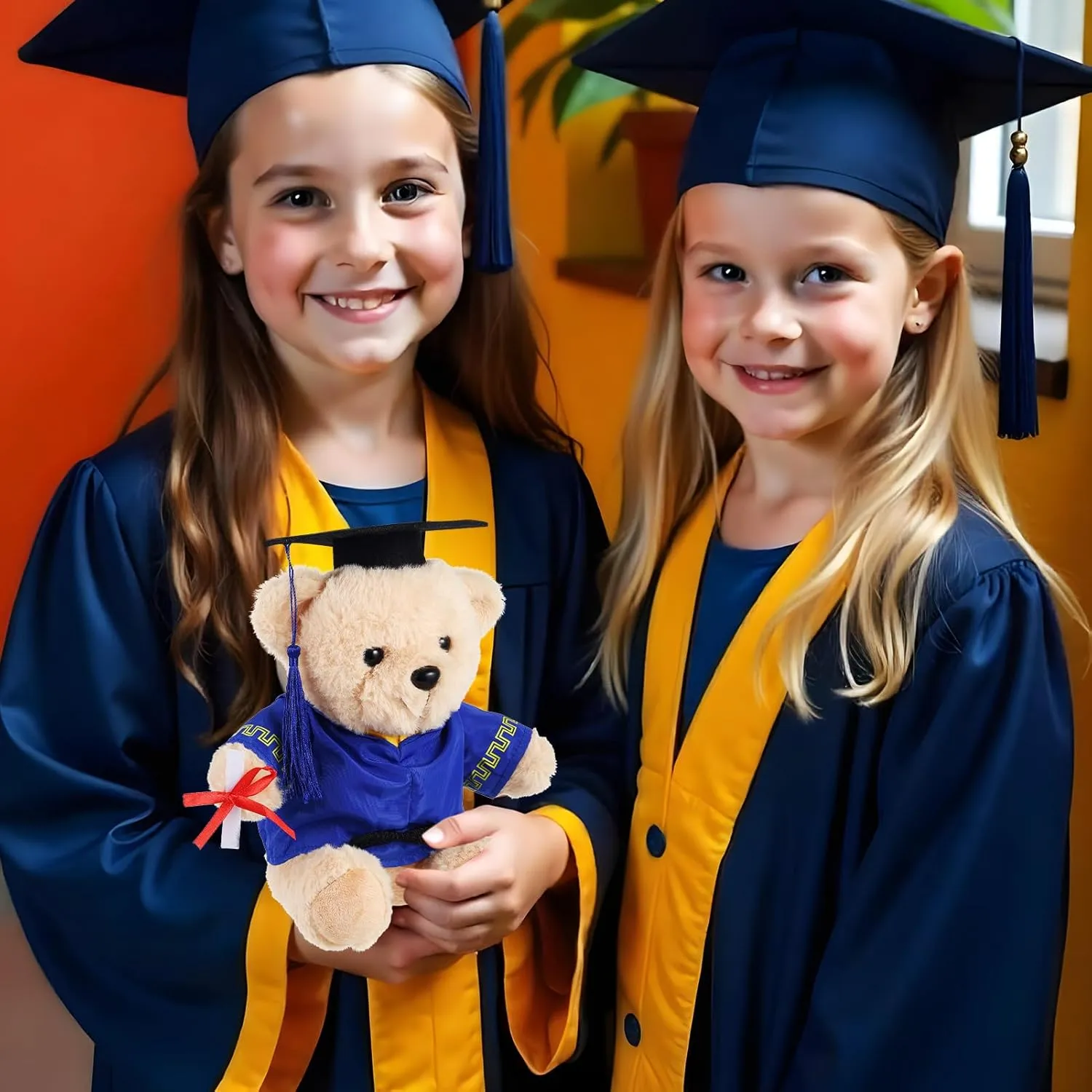 Bear with Graduation Cap Toys Class of 2025 Plush Stuffed Teddy Bear Animal Dog Cap and Gown with Greeting Card and Bag for Graduation Day Gift(Blue Graduation Bear)