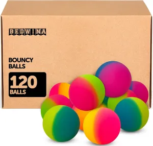 Bedwina Jumbo Super Bouncy Balls - (Bulk Case Pack of 120) 2.35 Inch Balls for Kids in Bright Assorted Multi Colors for Birthday Party Favors and Carnival Prizes