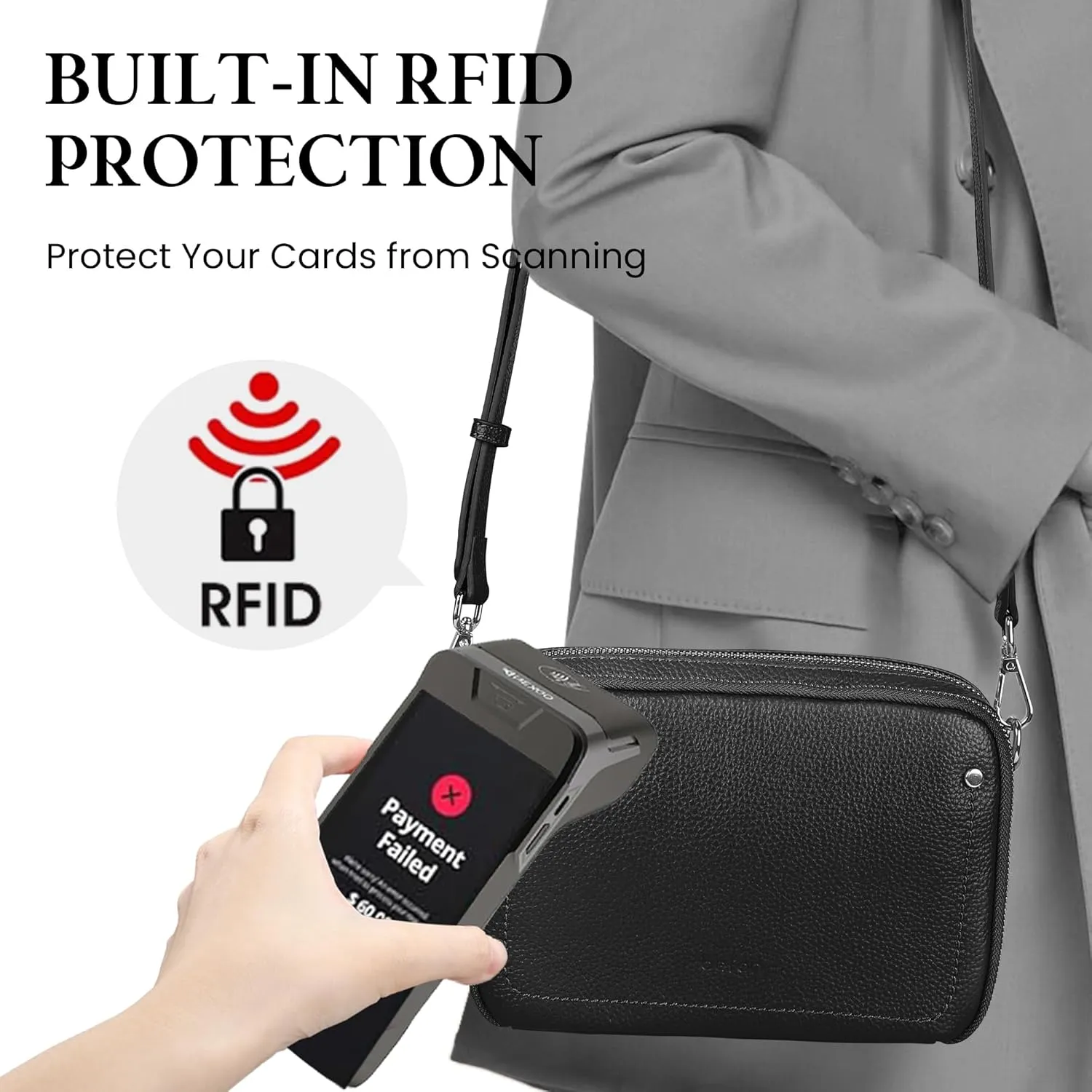 befen Genuine Leather Crossbody Bags for Women, Purses with Built in RFID Wallet Woman Camera Shoulder Bag Handbags