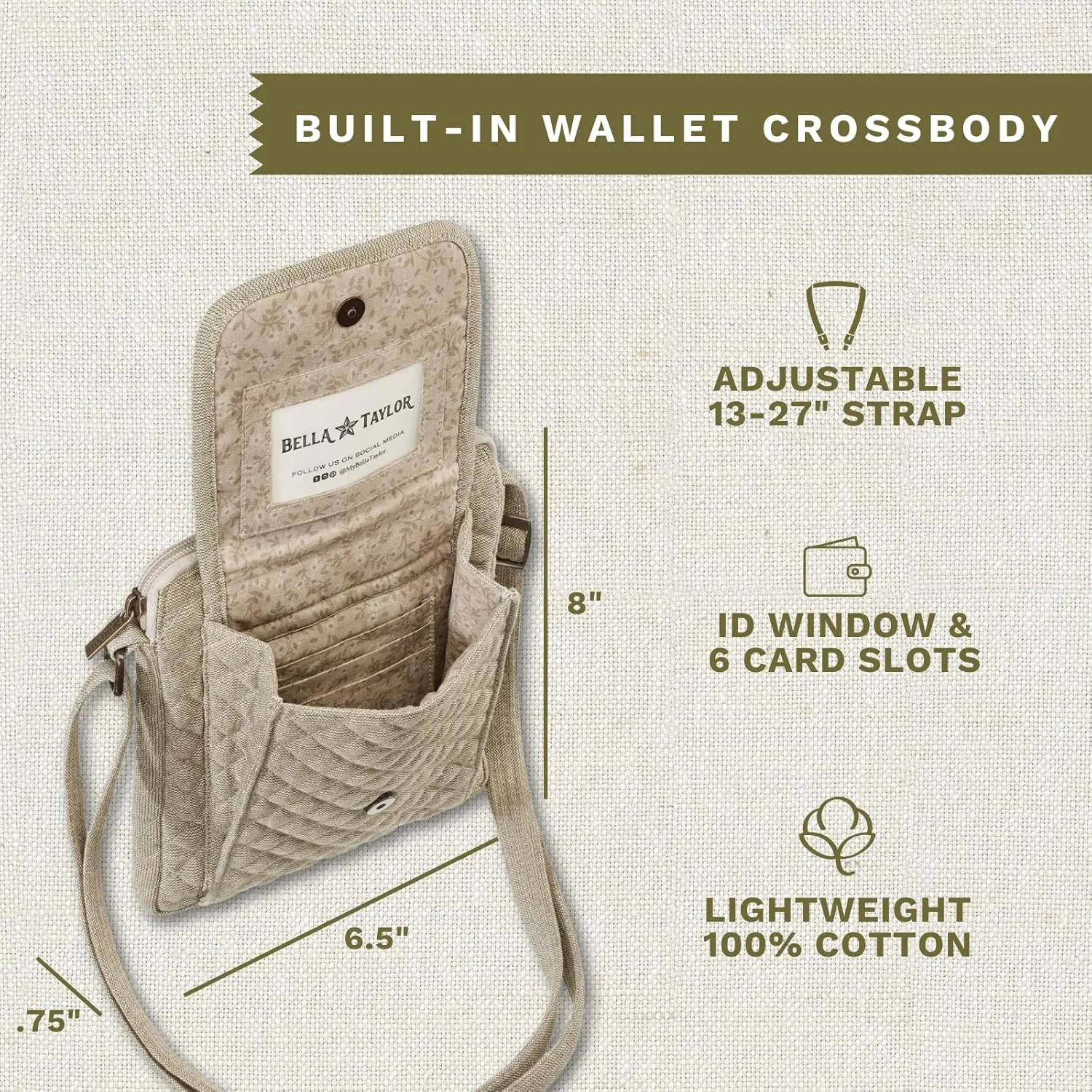Bella Taylor Mini Crossbody Purse with Built In Wallet