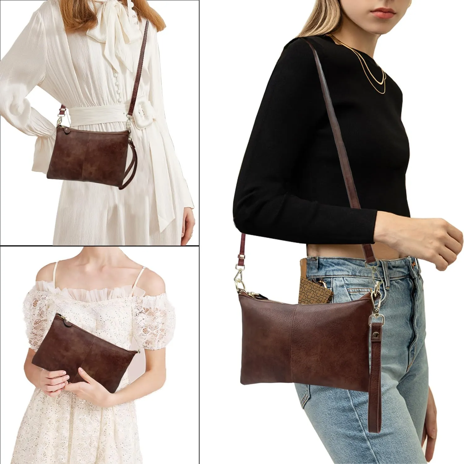 Beurlike Leather Wristlet Wallet Clutch Purses For Women Small Crossbody Phone Bags
