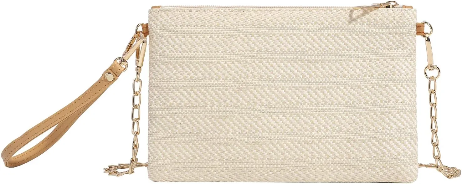 Beurlike Straw Clutch Purses for Women Beach Wristlet Wallet Small Cross body bag for Girls