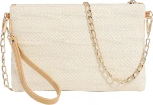 Beurlike Straw Clutch Purses for Women Beach Wristlet Wallet Small Cross body bag for Girls