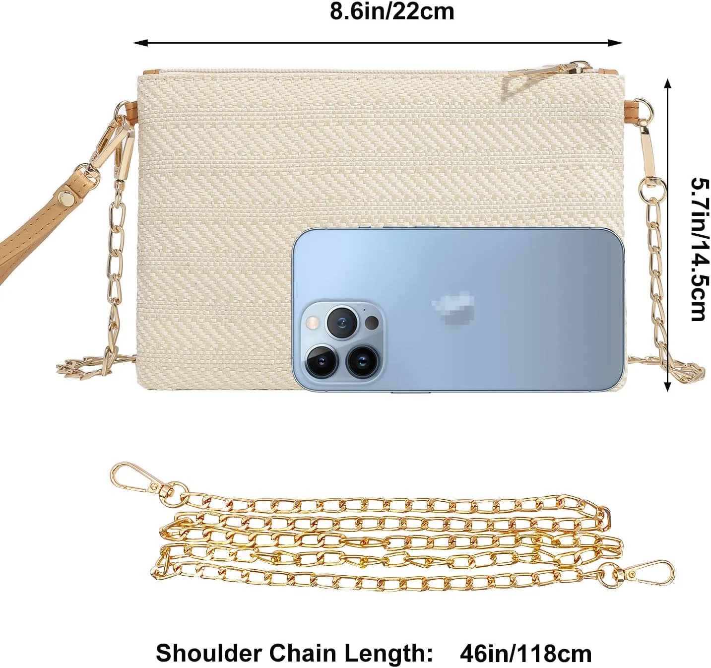 Beurlike Straw Clutch Purses for Women Beach Wristlet Wallet Small Cross body bag for Girls