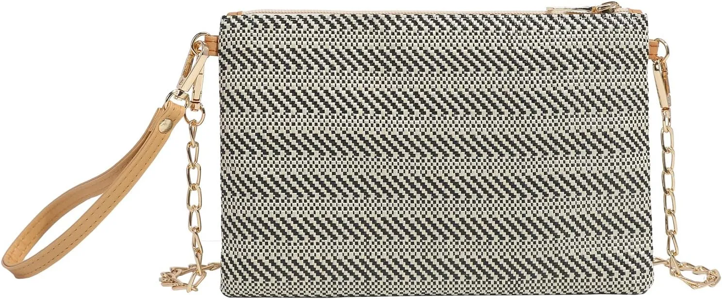 Beurlike Straw Clutch Purses for Women Beach Wristlet Wallet Small Cross body bag for Girls