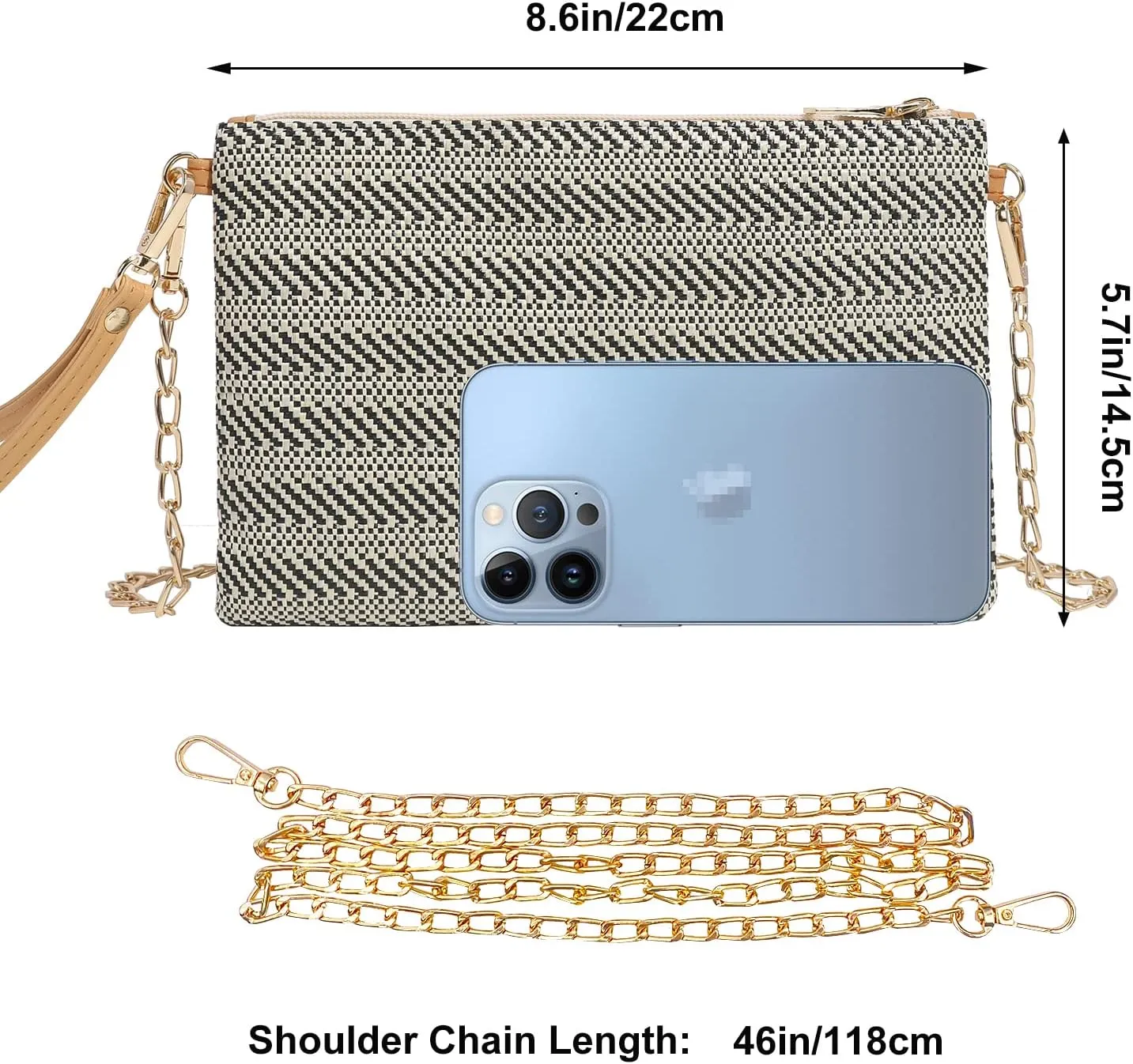 Beurlike Straw Clutch Purses for Women Beach Wristlet Wallet Small Cross body bag for Girls