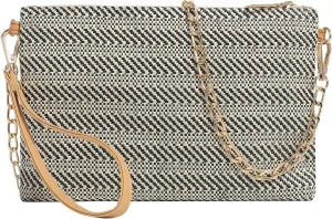 Beurlike Straw Clutch Purses for Women Beach Wristlet Wallet Small Cross body bag for Girls