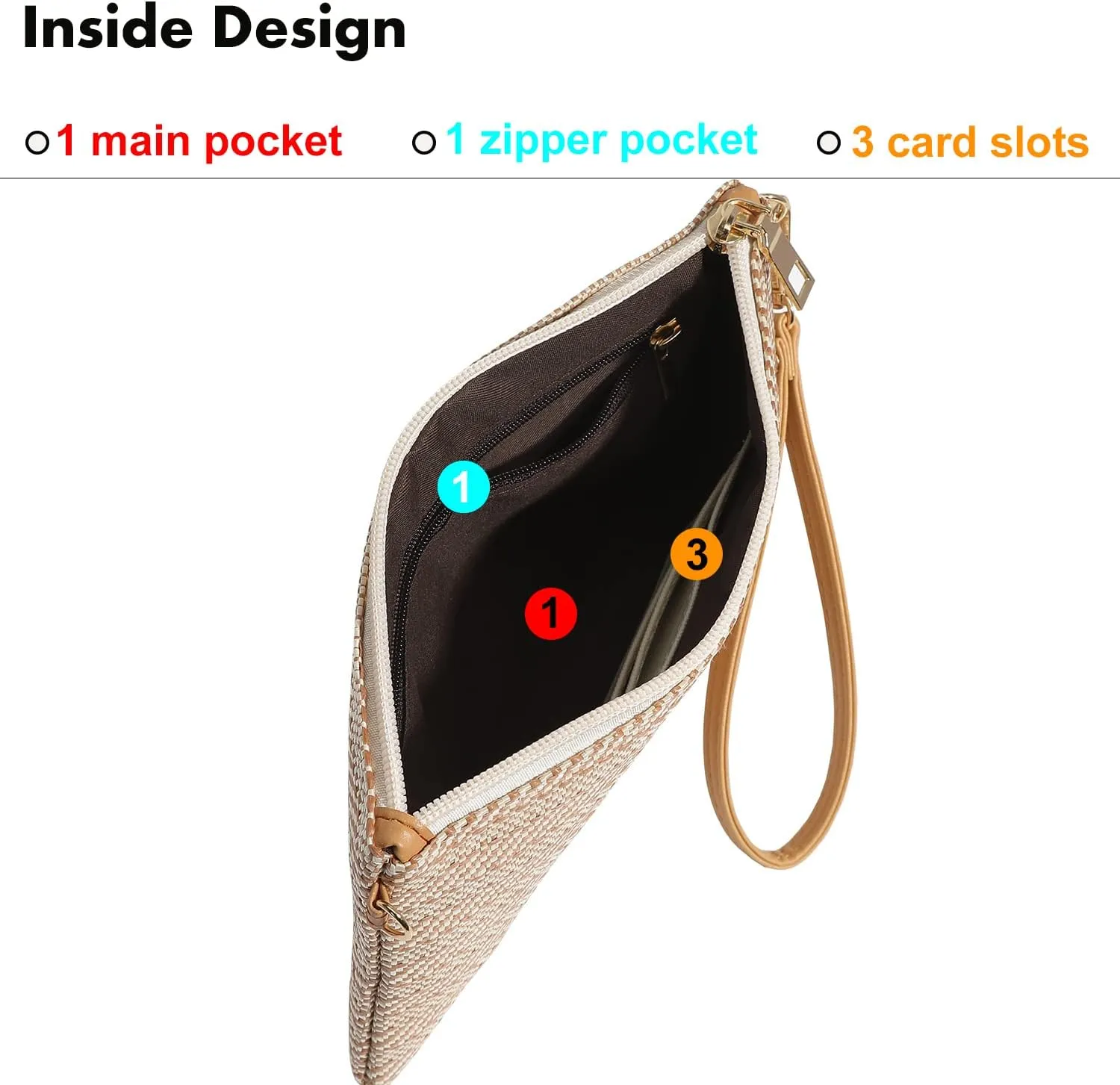Beurlike Straw Clutch Purses for Women Beach Wristlet Wallet Small Cross body bag for Girls