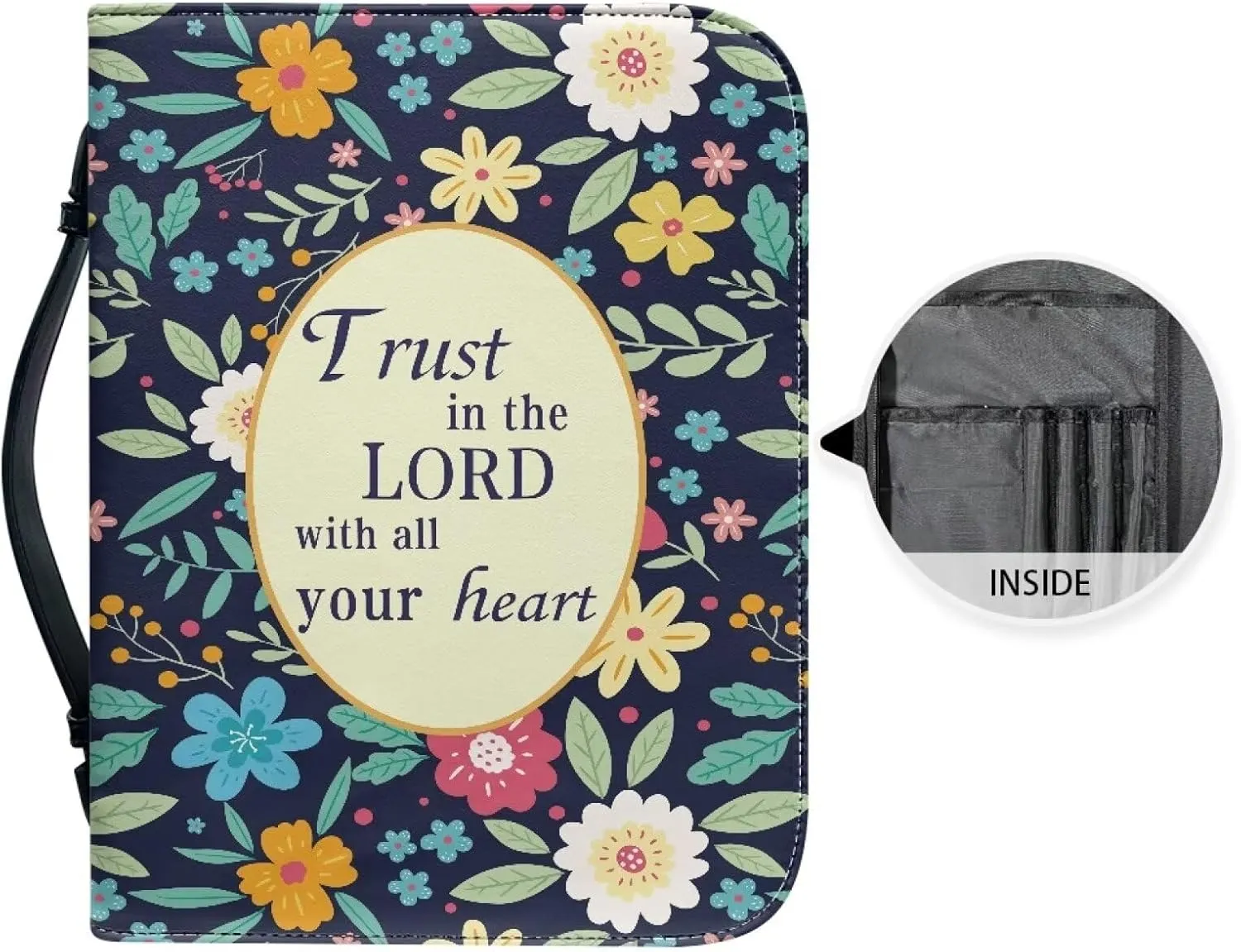 Bible Covers Bible Case for Women PU Leather Bible Bag Bible Holder Church Book Cover with Handle Built-in Pocket