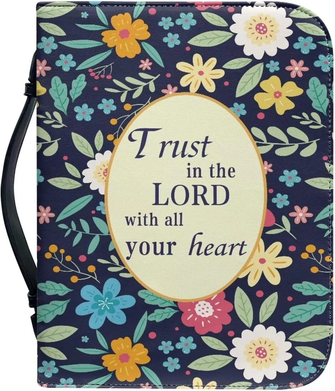 Bible Covers Bible Case for Women PU Leather Bible Bag Bible Holder Church Book Cover with Handle Built-in Pocket