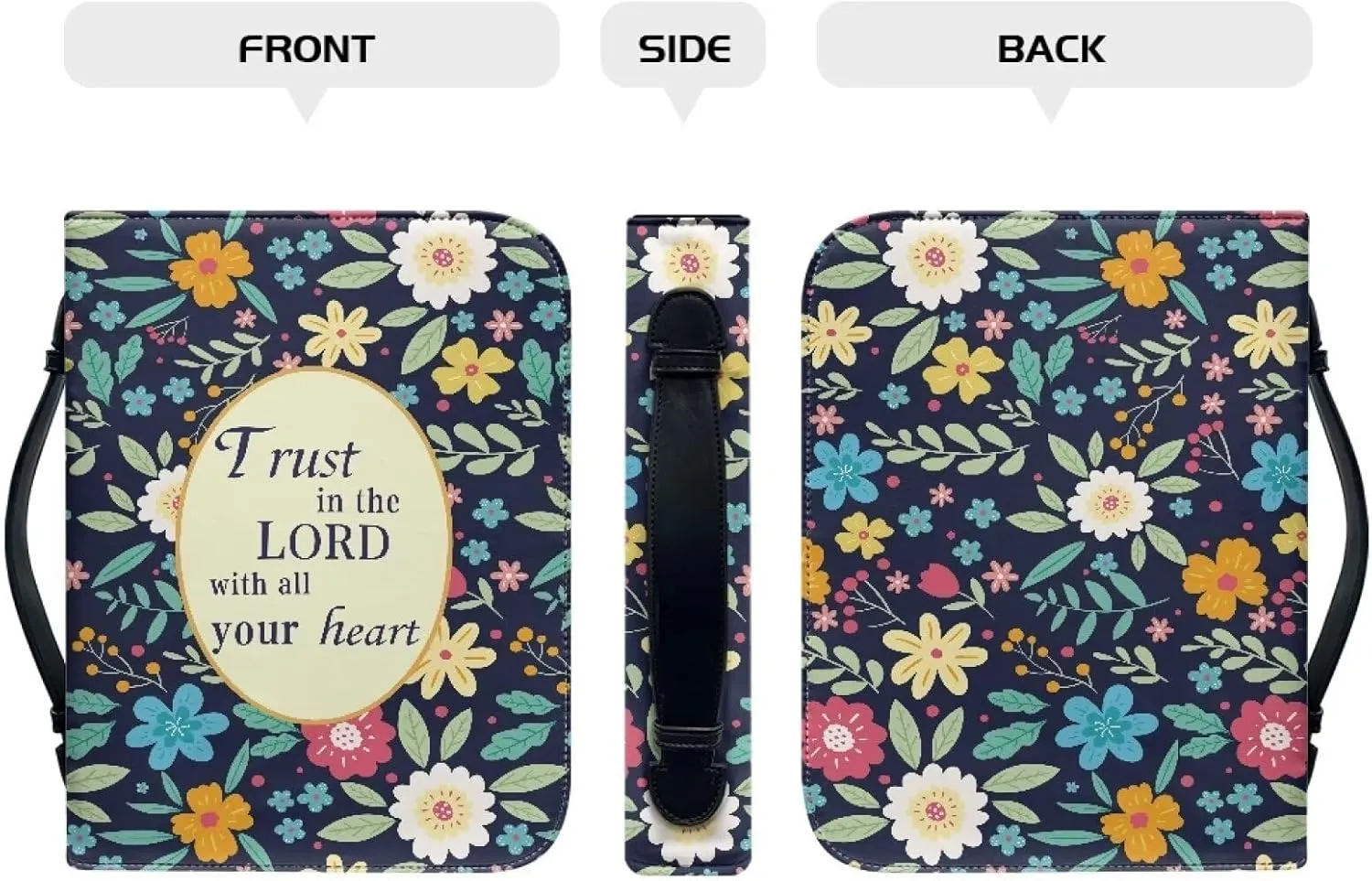 Bible Covers Bible Case for Women PU Leather Bible Bag Bible Holder Church Book Cover with Handle Built-in Pocket