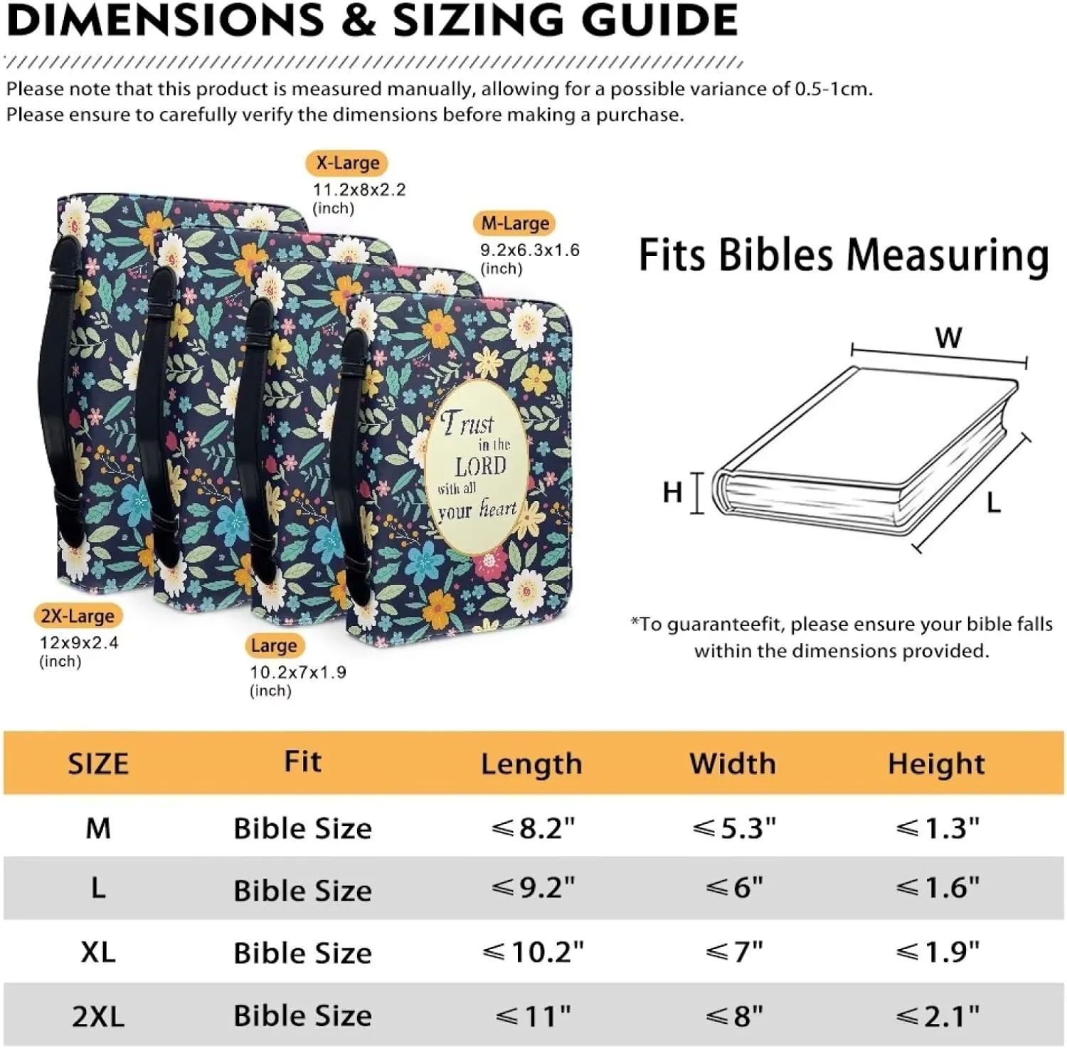 Bible Covers Bible Case for Women PU Leather Bible Bag Bible Holder Church Book Cover with Handle Built-in Pocket