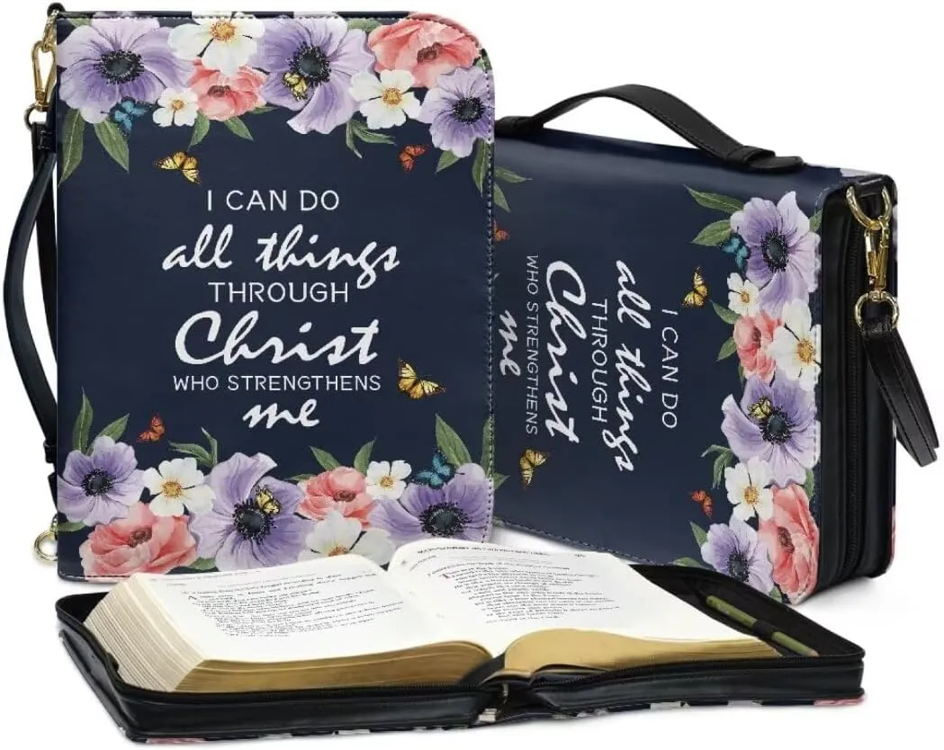 Bible Covers Bible Cover Case Large Capacity Carrying Case Bag with Multi Slots Strap for Women