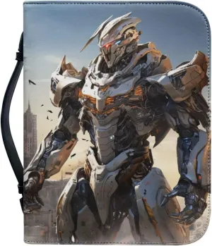Bible Covers for Boys Kids PU Leather Bible Study Bag Bible Protective Bible Carrying Case Carrier Crossbody Bag Bible Hand Bag Bible Accessories,Robot Soldier,XL