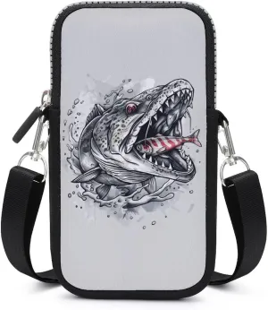 Big Fish and Small Fish Crossbody Cell Phone Bag Sling Storage Holder Purse with Adjustable Strap for Women Men