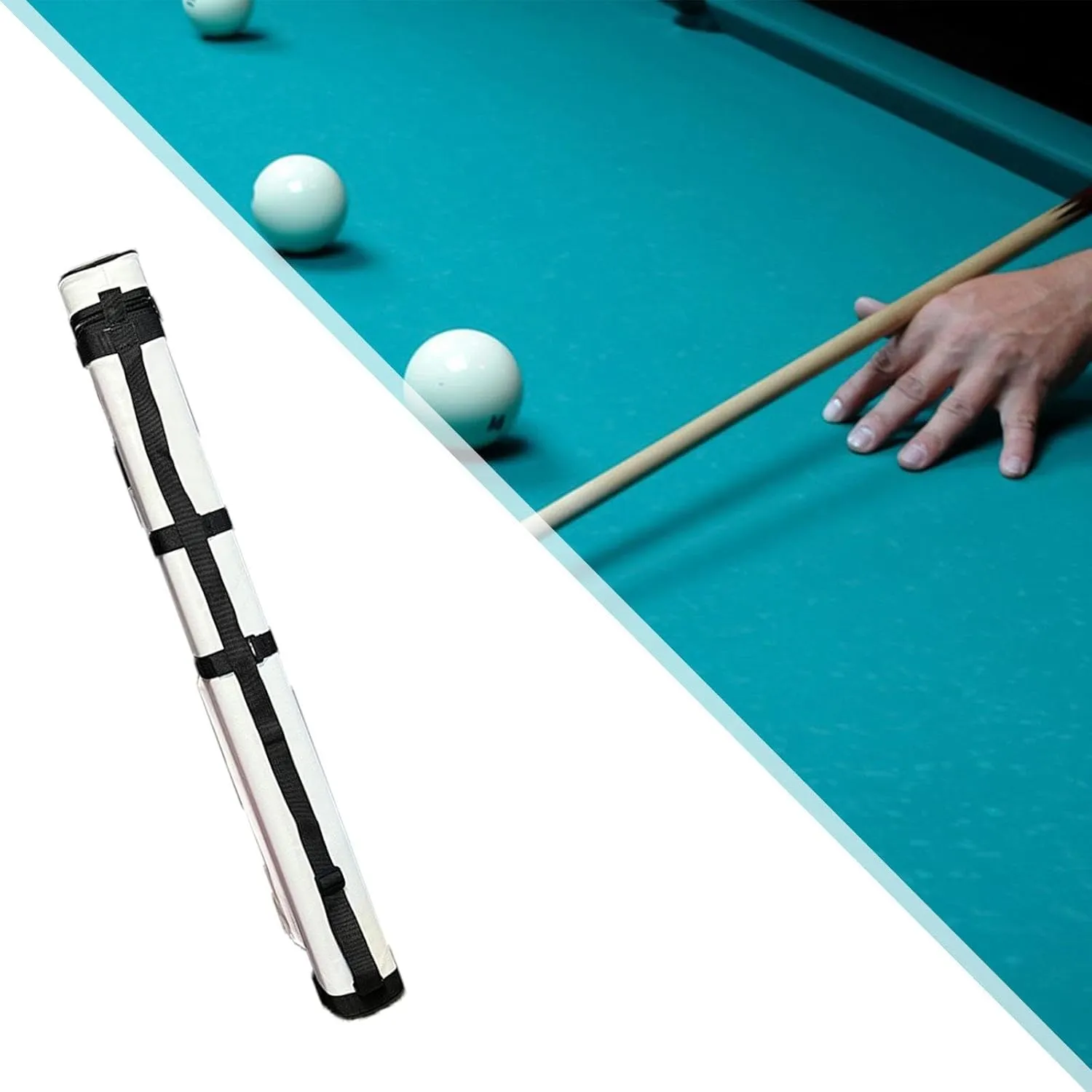 Billiard Pool Cue Stick Case Snooker Cue Storage Pouch 1/2 Cue Case with External Pocket Pouch Protector Carry Bag