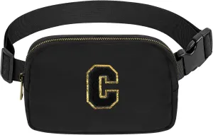 Birthday Gifts Christmas Personalized Gift for 4 5 6 7 8 9 10 11 12 13 14 Year old Girls Teen Sister Kid Initial Letter Fanny Pack Trendy Stuff Crossbody Bag Black Letter C