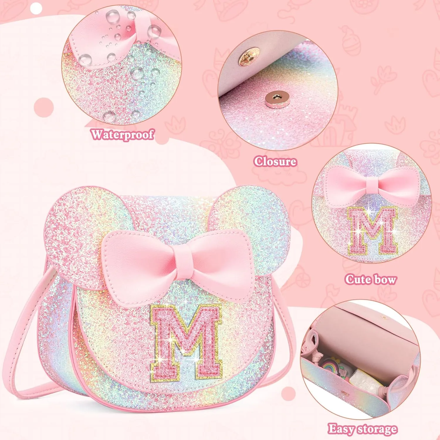 Birthday Gifts for 3 4 5 6 7 8 Year old Girl Initial Toddler Girls Purse Kids Purse for Girls Toddler Girl Gifts Stuff