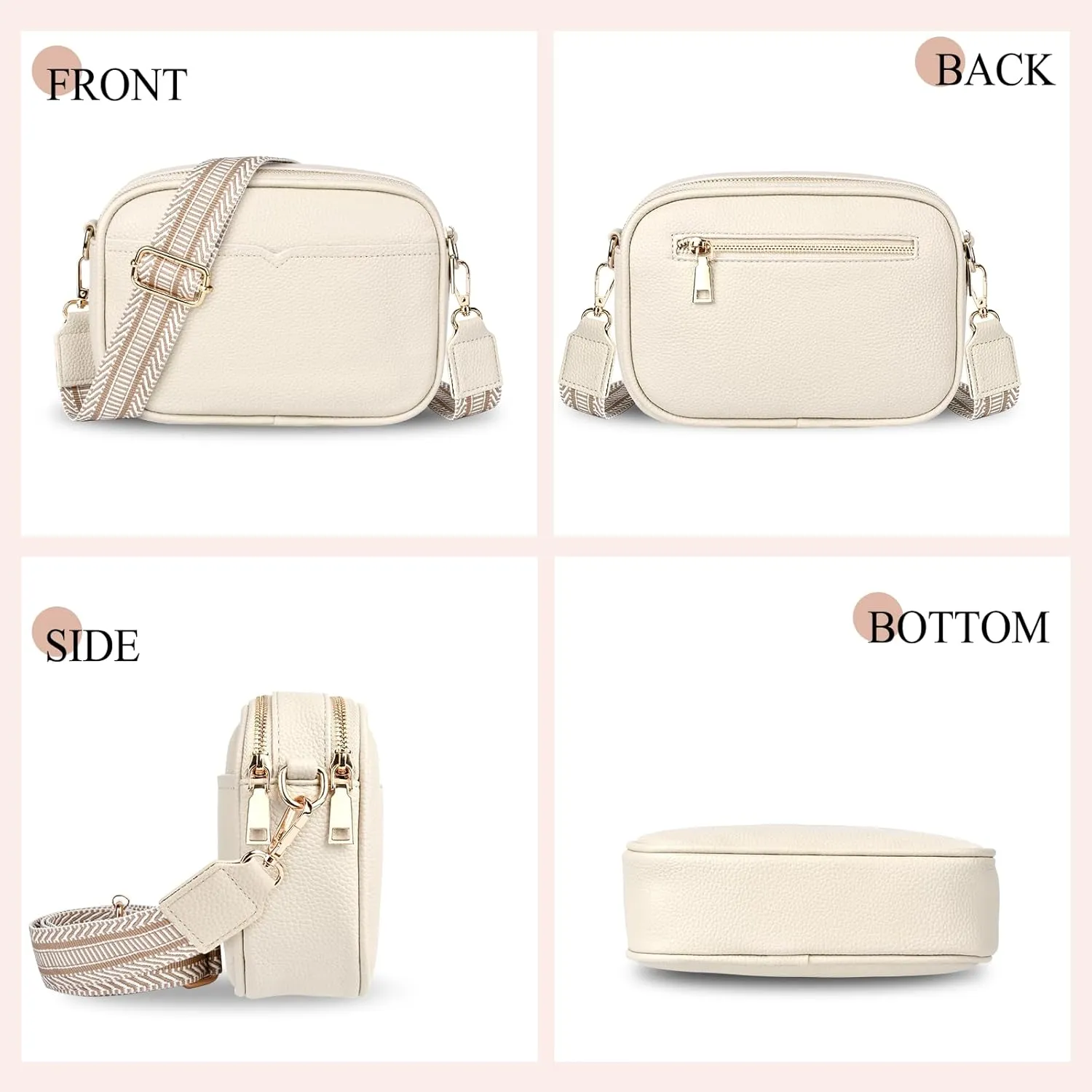 BKNOOU Small Crossbody Bags for Women Trendy Crossbody Purses for Ladies PU Leather Shoulder Handbags with 2 Style Strap