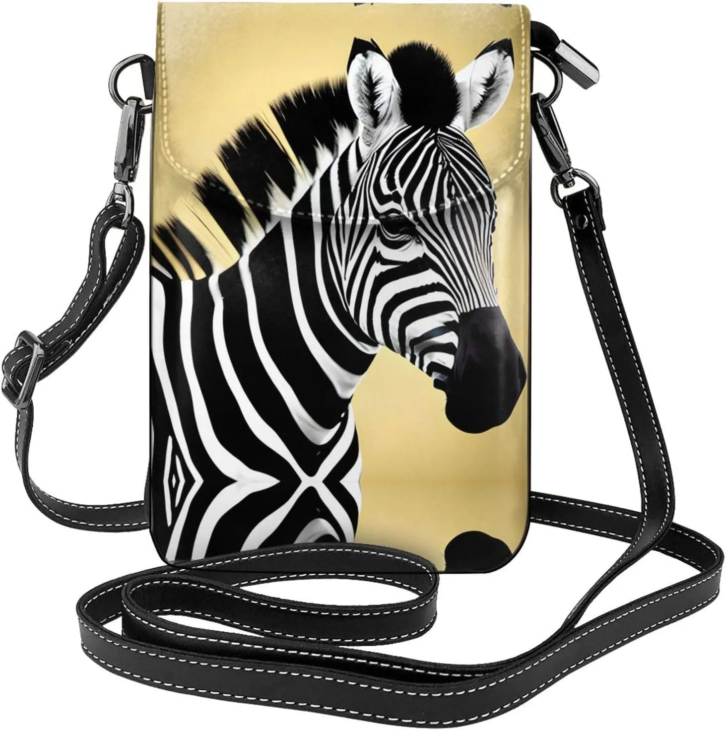 Black and white zebra Women's crossbody bag, crossbody phone bag, tassel wallet with shoulder strap, best gift for women.