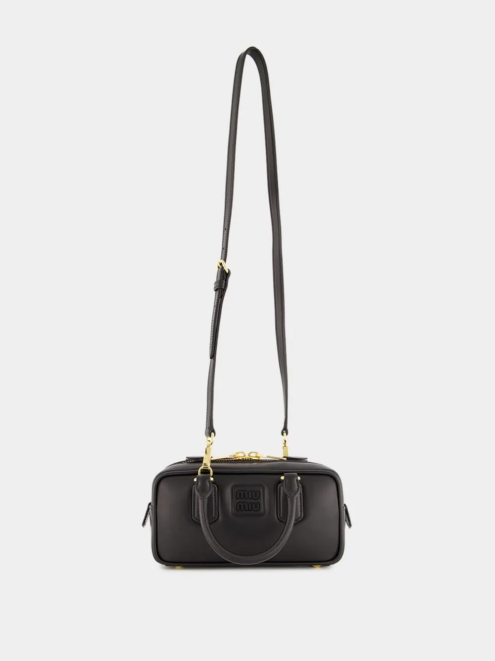 Black Arcadie Leather Top-Handle Bag