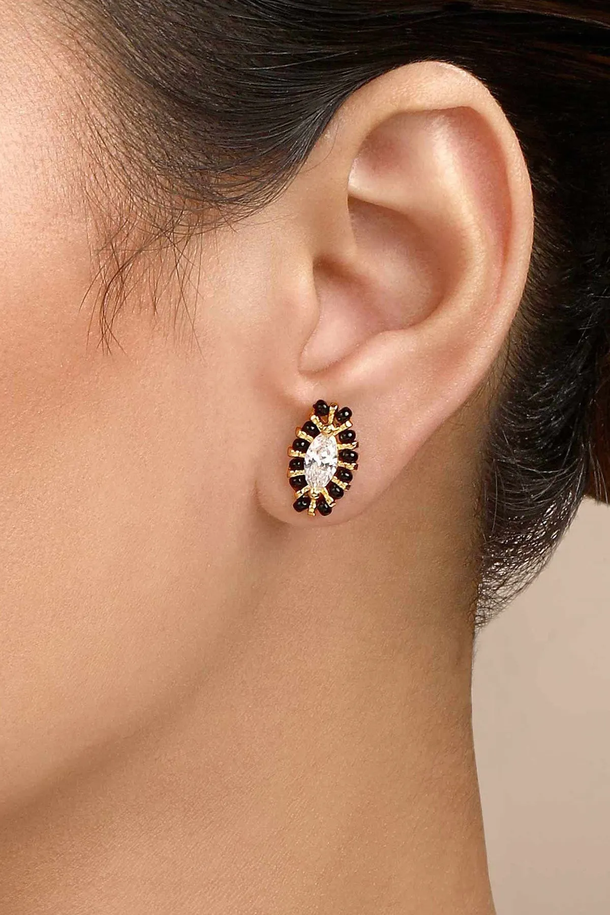 Black Beads Embellished Studs
