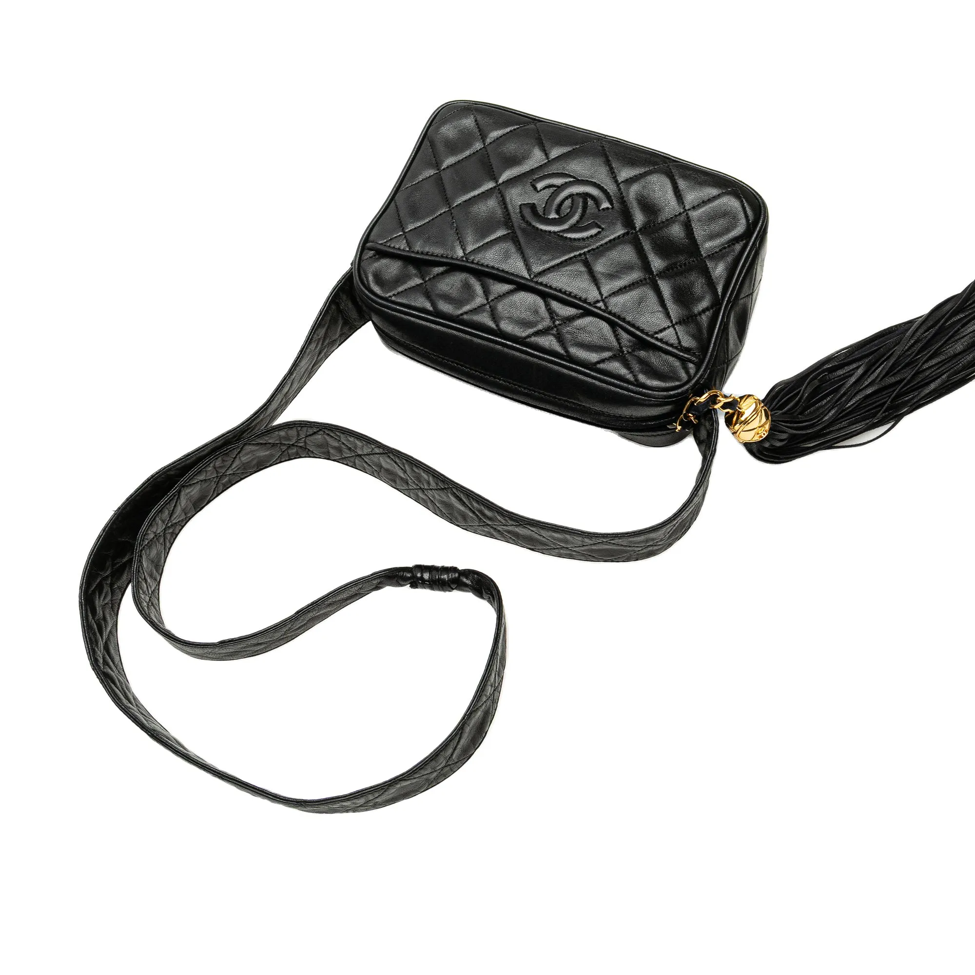 Black Chanel Mini CC Lambskin Tassel Camera Bag