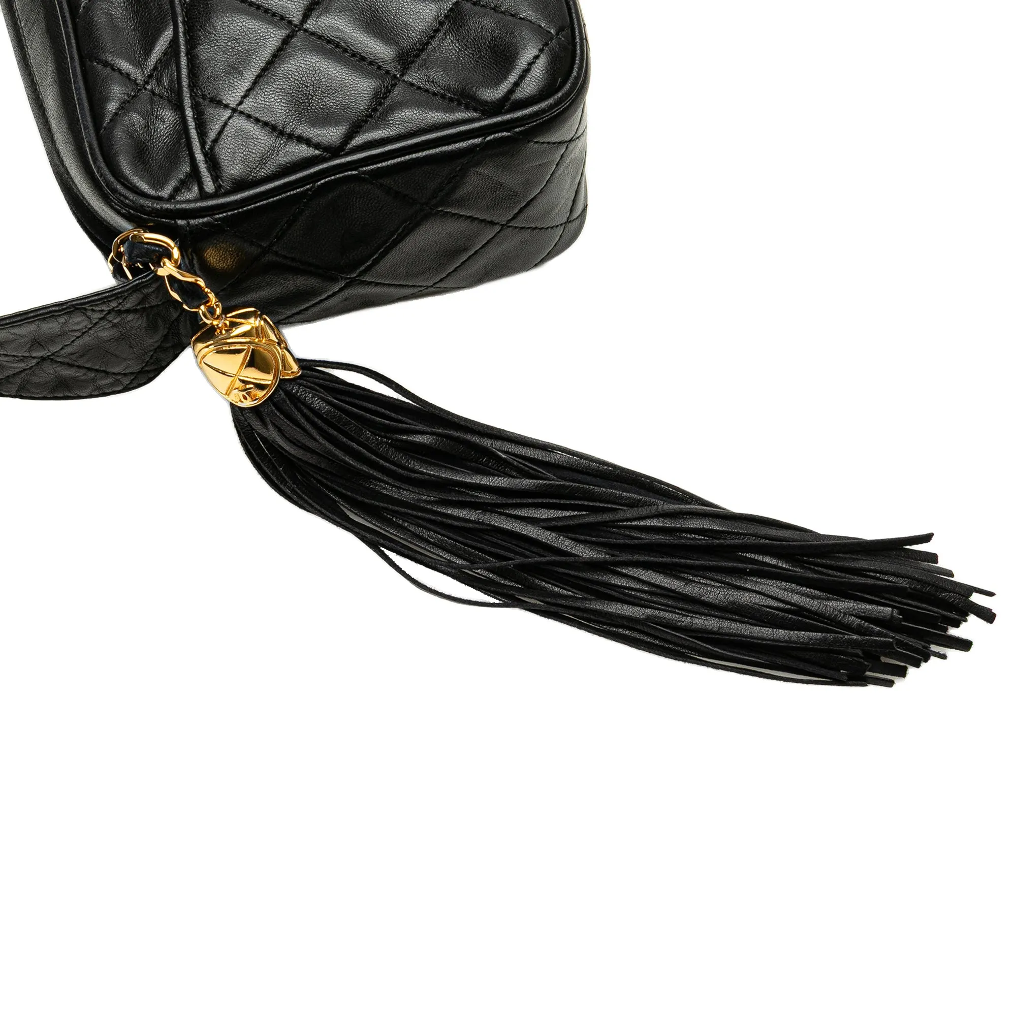 Black Chanel Mini CC Lambskin Tassel Camera Bag