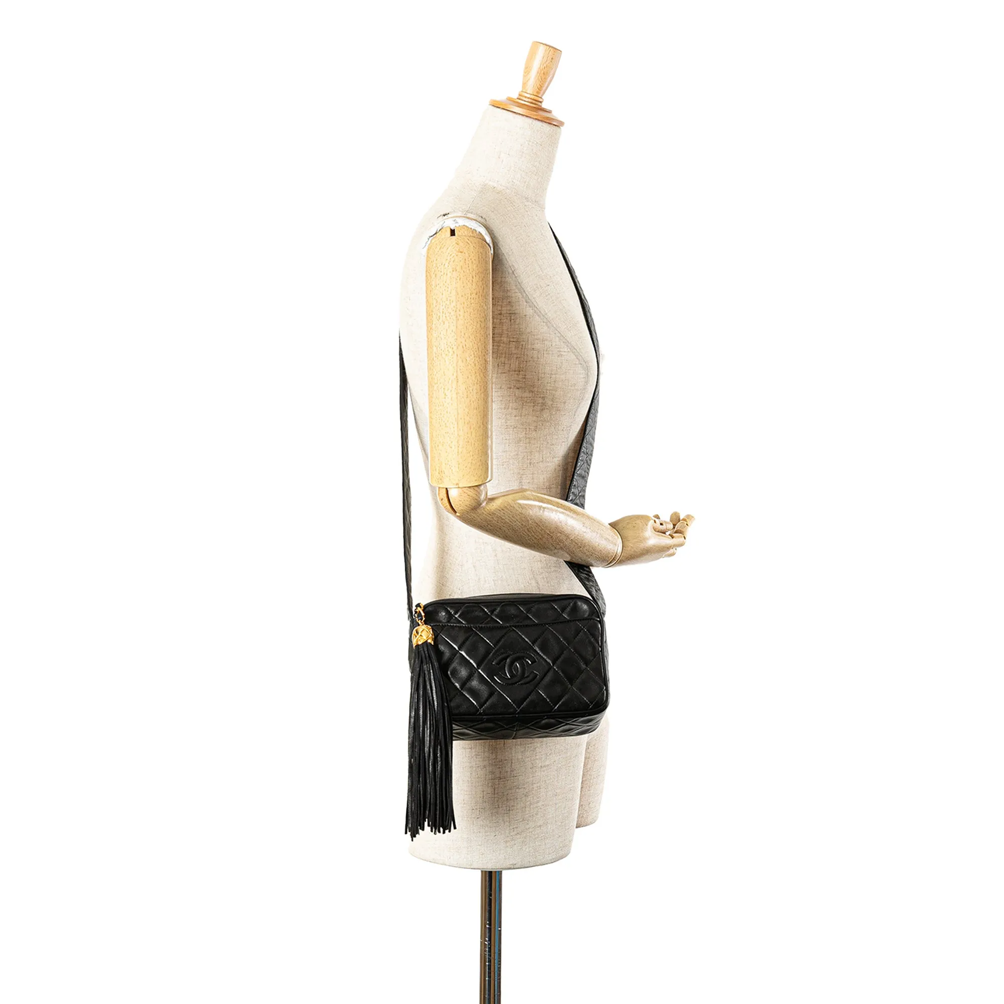 Black Chanel Mini CC Lambskin Tassel Camera Bag