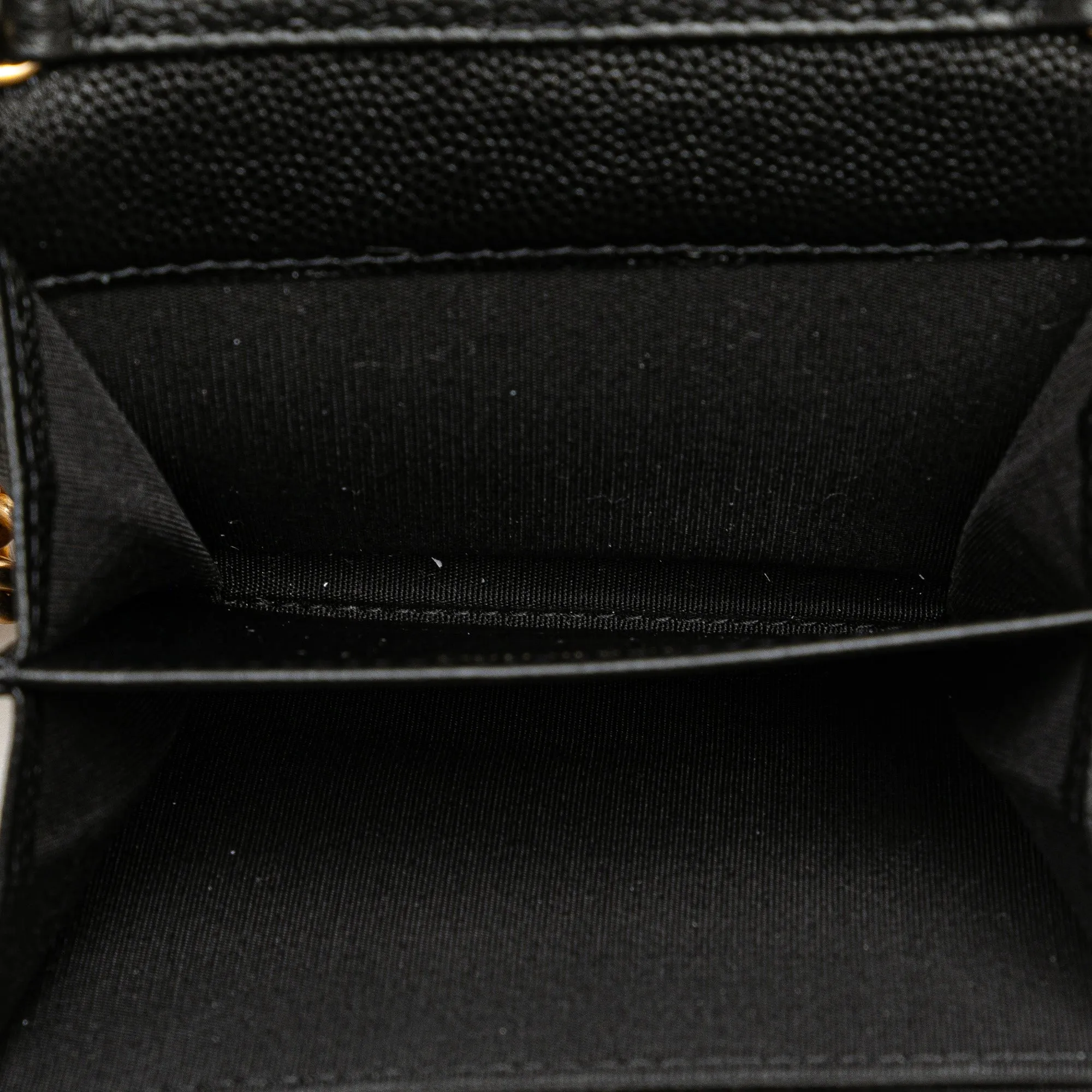 Black Chanel Quilted Caviar Boy Card Holder with Chain Crossbody Bag