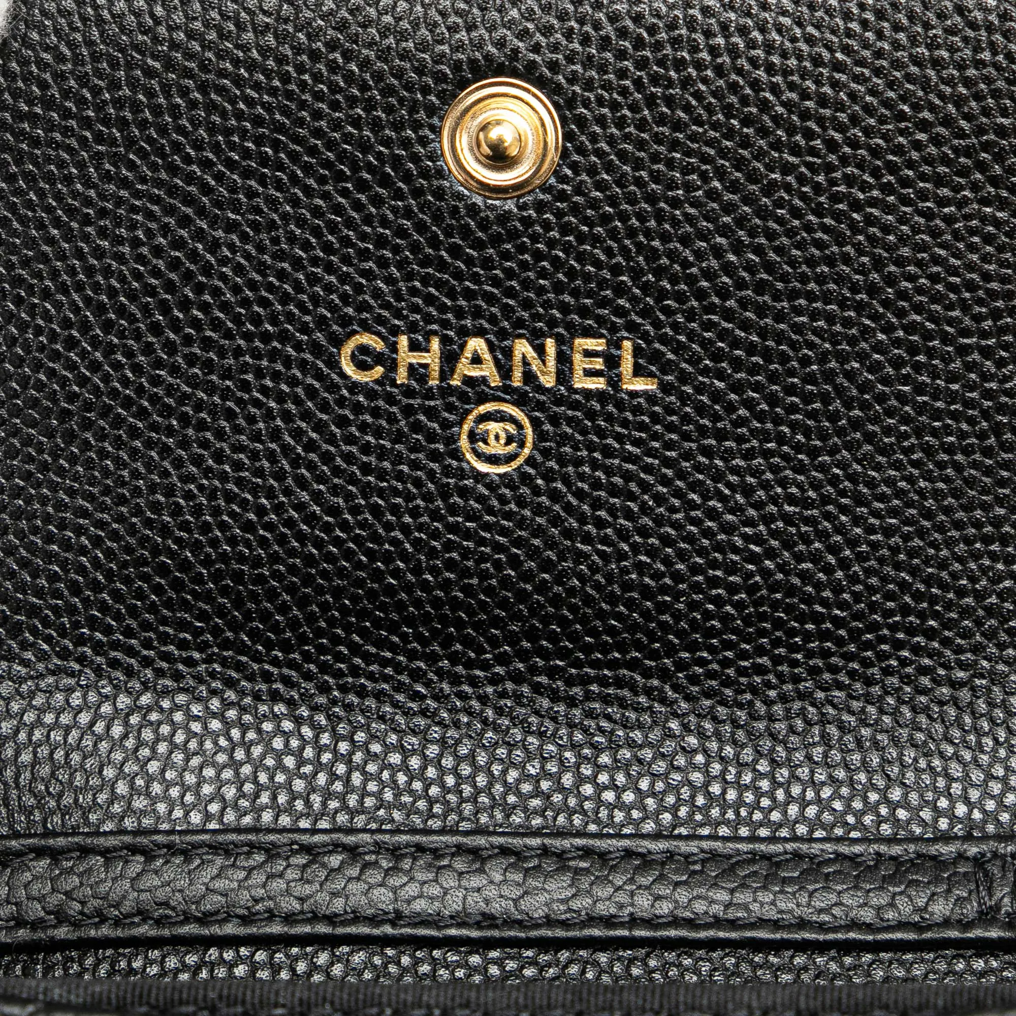 Black Chanel Quilted Caviar Boy Card Holder with Chain Crossbody Bag