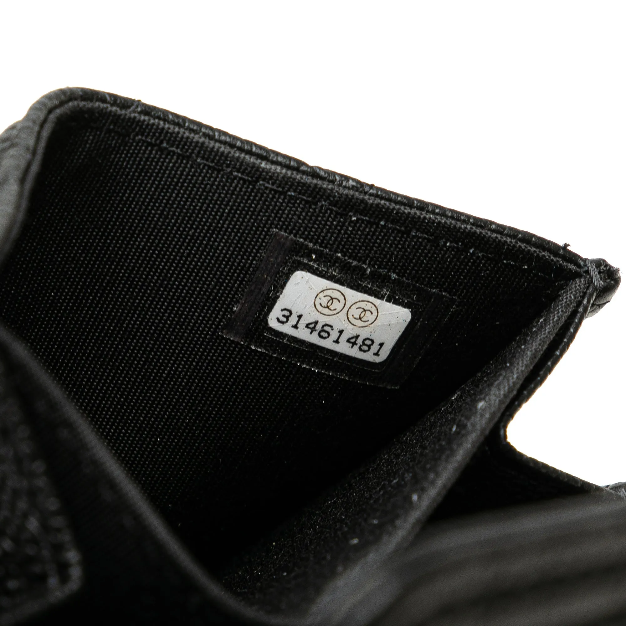 Black Chanel Quilted Caviar Boy Card Holder with Chain Crossbody Bag