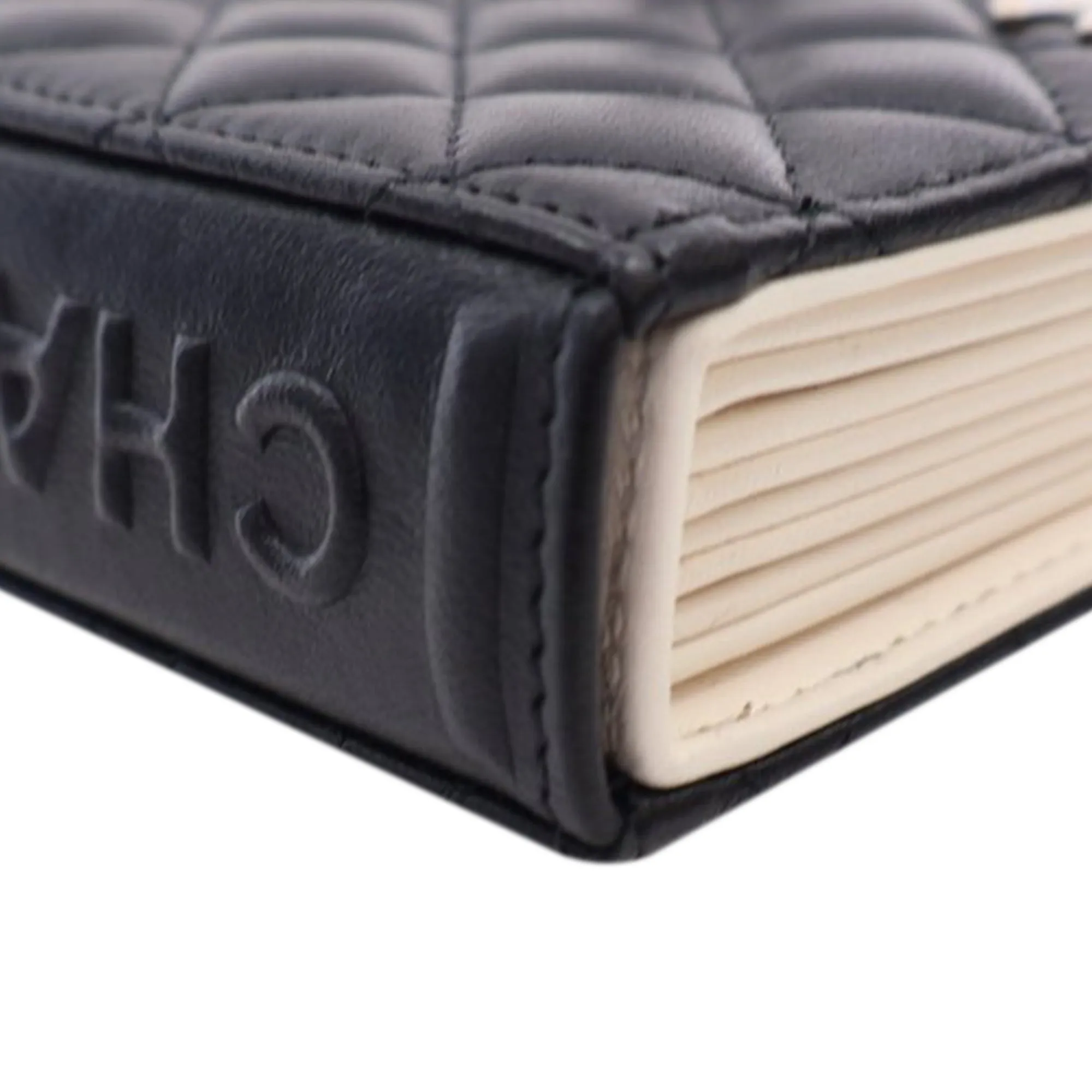 Black Chanel Quilted Lambskin Book Card Holder On Chain Crossbody Bag