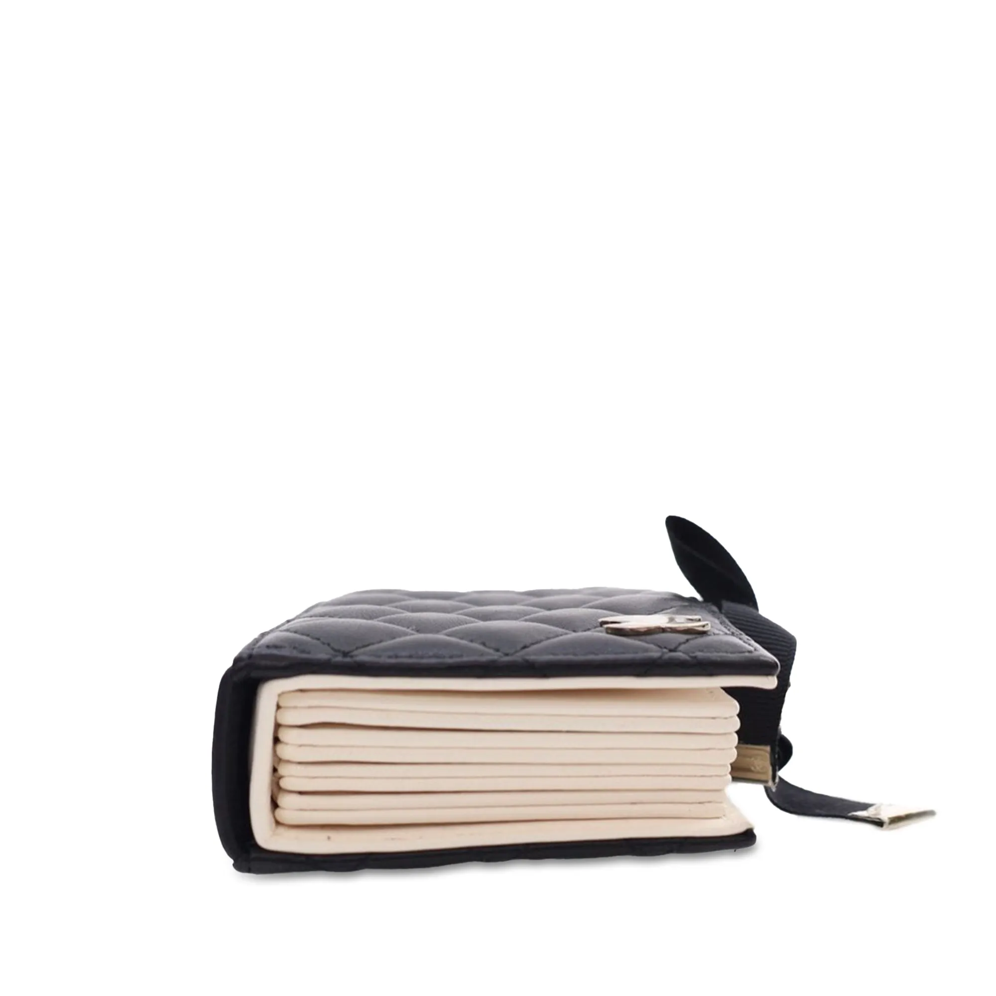 Black Chanel Quilted Lambskin Book Card Holder On Chain Crossbody Bag
