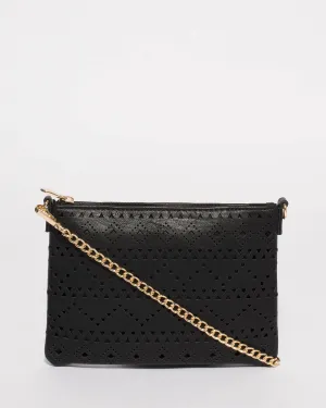 Black Punchout Peta Crossbody Bag