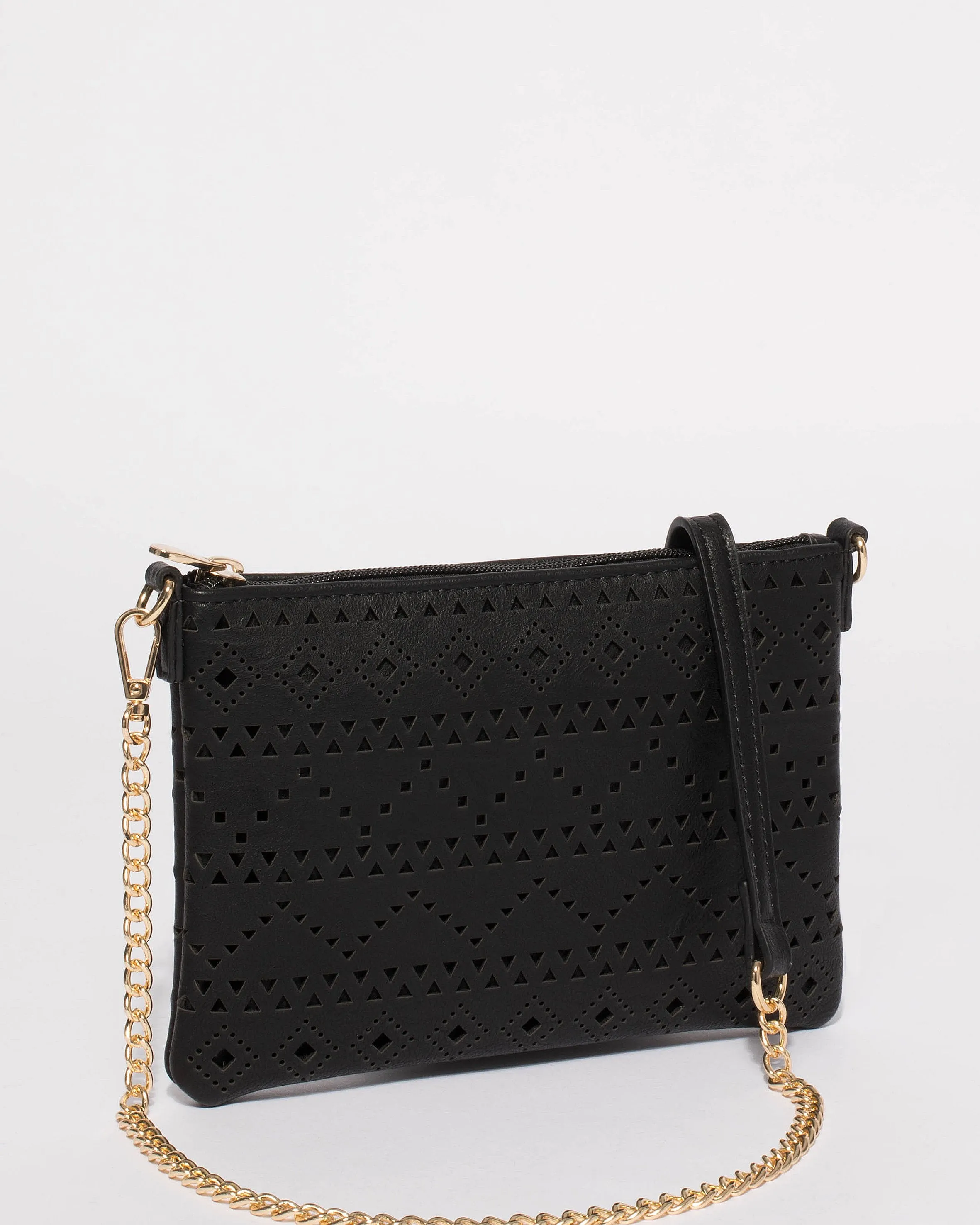Black Punchout Peta Crossbody Bag